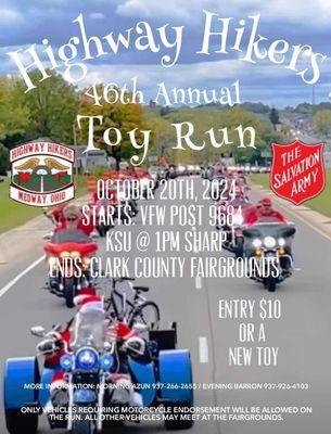 The Toy Run is upon us again. Mark your calendars and we'll see you there!