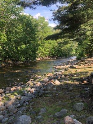 River behind cabin