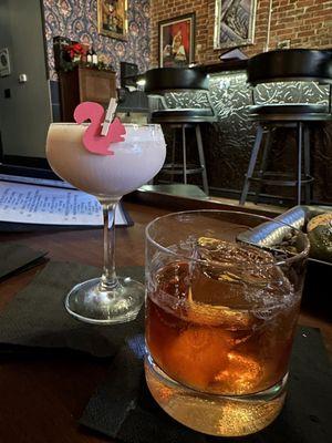 Pink Squirrel and Old Fashioned (Old Dog Cocktails)