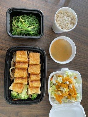 Tofu Teriyaki with Brown Rice & Seaweed Salad