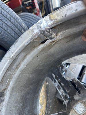 Aluminum rim crack repaired