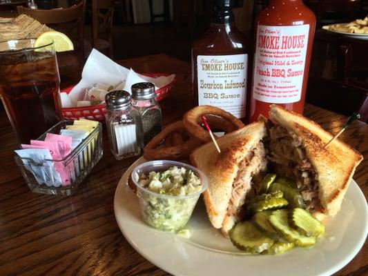 Pulled BBQ Pork Sandwich with any kind of sauce you want to go with it.