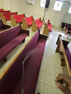 Church pew cleaning! Check us out on social media @drygreencleaning for more content!