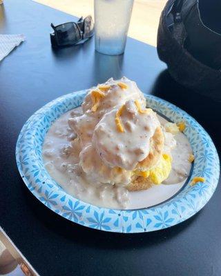 My dad's meal! You could definitely tell the biscuits were homemade!