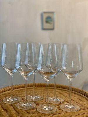 LOVE! My set of 6 Schott Zwiesel Bordeaux Glasses I got from William Sonoma. Getting champagne ones next!