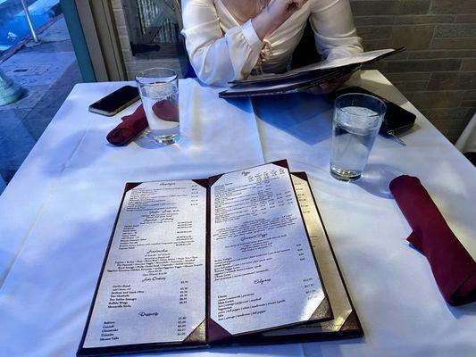 Table by window and menu