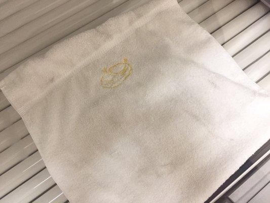 Black streaks on the "clean" towel they gave me... (Not from me; I don't wear makeup when I go)