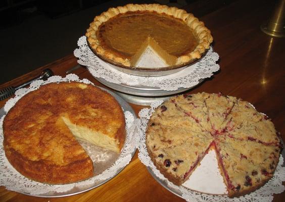 Fall Seasonal Desserts,  Pumpkin Pie, Cranberry Tart, & Pear Torte