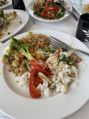 Sweet basil fried rice with chicken and basil stir fry!!!