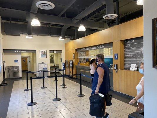 Check-in area, ticket booth