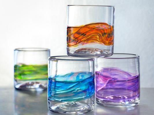 Hand Blown Rocks Glasses