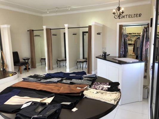 Atelier, fitting rooms and display table