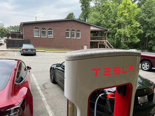 Tesla supercharger in the back!