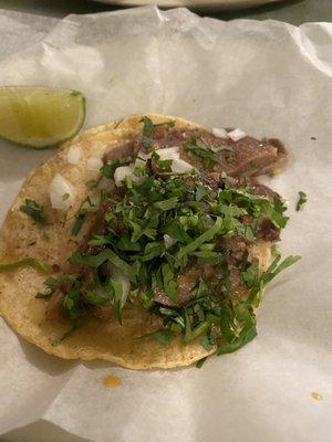 Beef lengua tacos