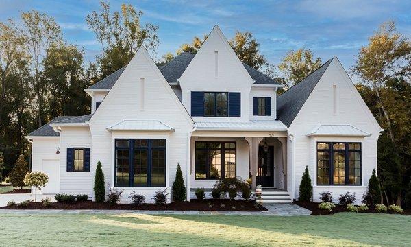 Installed all new oversized 6" white seamless gutters and large 3x4 downspouts on this beautiful farmhouse.