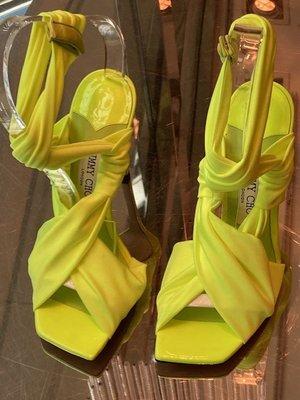 Neon Apple Green Glossy Jersey Sandals