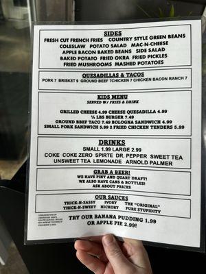 Menu back