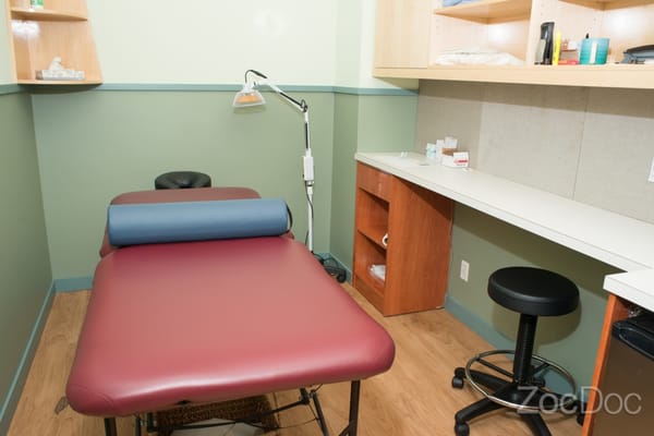 Acupuncture room, with soft relaxing music.