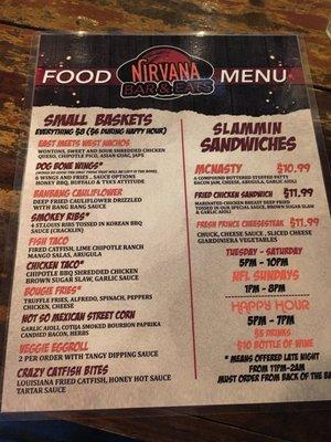 Bar & Eats Menu