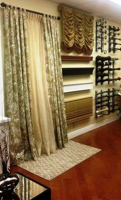 We can custom design and fabricate draperies, top treatments, valances, and cornice boards to meet your design needs