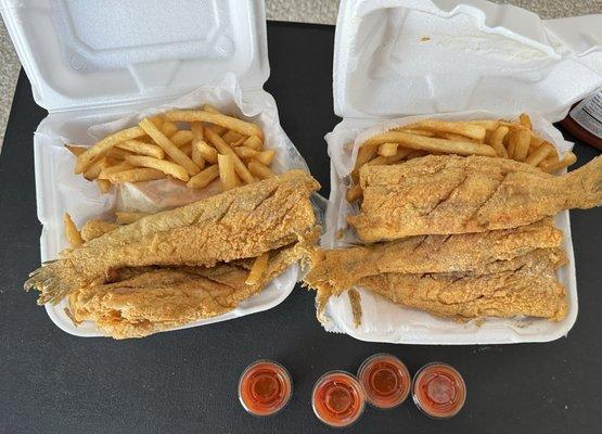 Whole catfish dinner with French fries  Whole CatFish Dinner