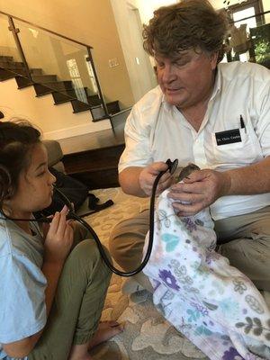 Doctor Cauble takes the time to truly explain patient care even to the youngest of owners.