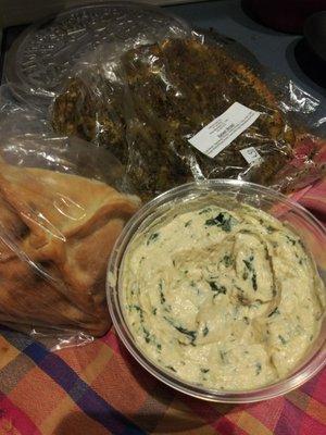 Spinach Hummus, Meat Pies and Zataar Bread