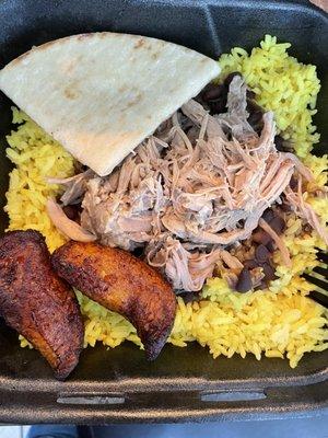 Cuban Roasted Pork Bowl Small with plantains