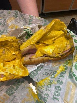 footlong ham and cheese with light mustard