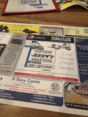 Love the placemats with ads