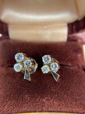 Vintage 14K Diamond Club earrings