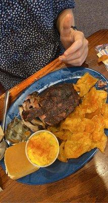 Ribs, Macaroni & Cheese, Homemade Potato Chips