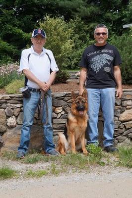 Mike Pinksten (right), the proprietor and Training Director of Olympia Kennels