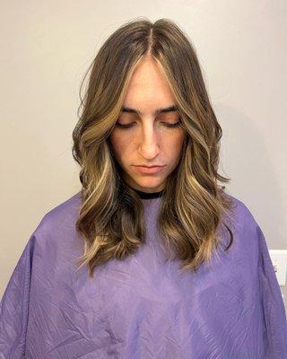 Stylist Ellen did a balayage,gloss and a haircut.