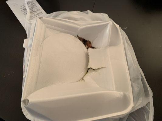 Here's the styrofoam container that was at the way bottom, underneath 3 soups