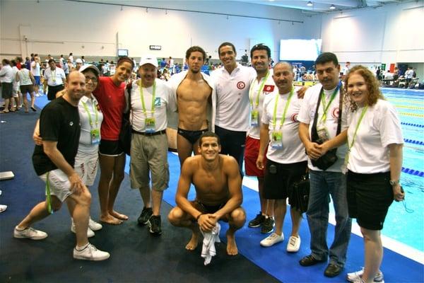 Dr. Blum with Tunisia Swim Team at World Championships in China