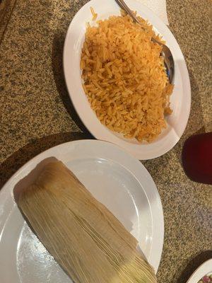 Tamale and rice