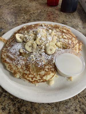 August 2023 Pancake of the Month - Banana Macadamia Nut Pancakes with Coconut Syrup!