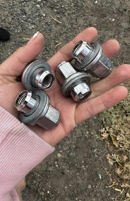 The lug nuts that fell off