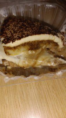 Melted tiramisu was packed on top of a heated carbonara