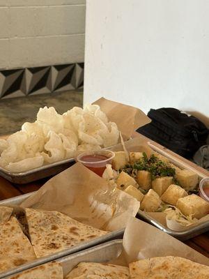 Happy Hour: Lemon Pepper Shrimp Chips, Spicy Garlic Tofu Bites