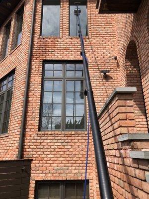 Water fed pole residential window cleaning.