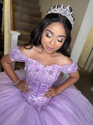 Beautiful Quinceañera hair and  makeup glam.