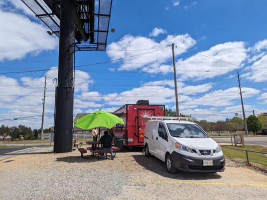 Truck and tables