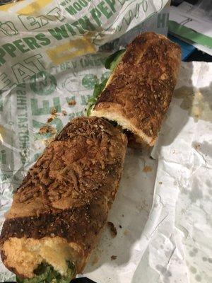 Burnt subway bread.