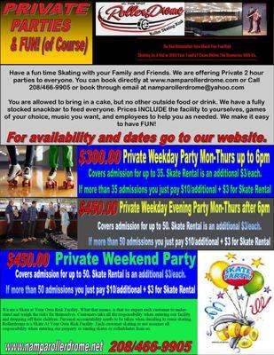 Private, Corporate, Birthday Parties and more