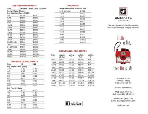 Page 2 of updated price list.