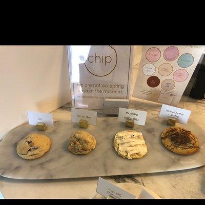 OG chocolate chip, Biscoff, mummy sugar cookie and peanut butter cup!