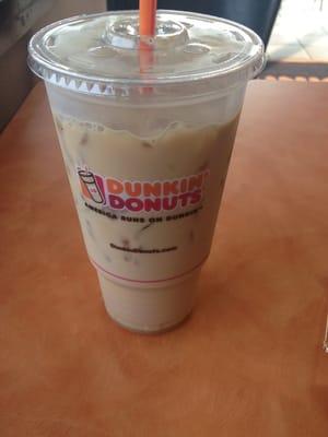 Iced coffee. Regular cream and sugar.