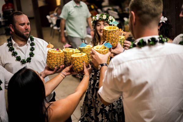 Pineapple cocktails for bridal party